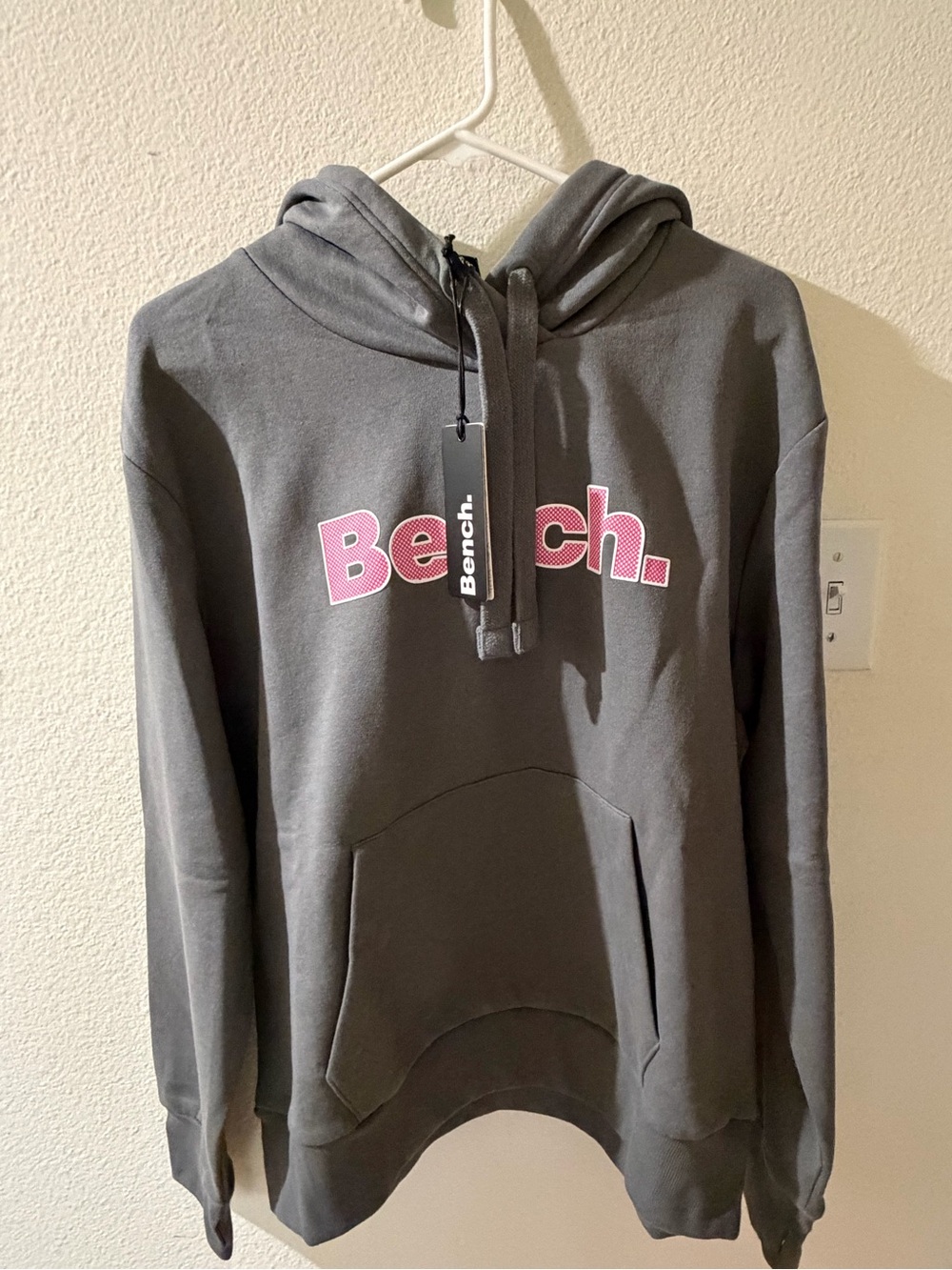 Bench Gray Hoodie with Pink Logo